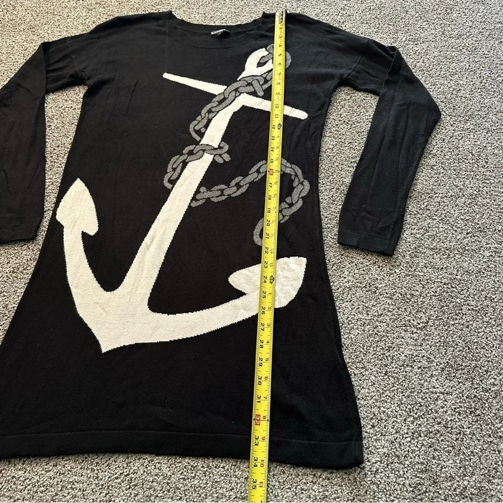 EXPRESS S Black Sweater Dress Big White Anchor Graphic R $88 - Picture 12 of 13